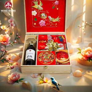 Wine Home Quà Tặng Hộp Quà Tết Xuân Như Ý Hộp Gỗ Đỏ 07