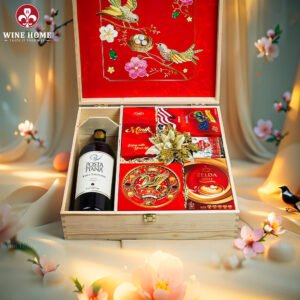 Wine Home Quà Tặng Hộp Quà Tết Xuân Như Ý Hộp Gỗ Đỏ 10