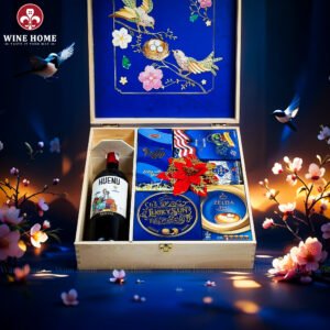 Wine Home Quà Tặng Hộp Quà Tết Xuân Như Ý Hộp Gỗ Xanh 06