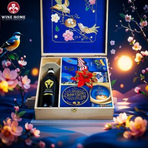 Wine Home Quà Tặng Hộp Quà Tết Xuân Như Ý Hộp Gỗ Xanh 09
